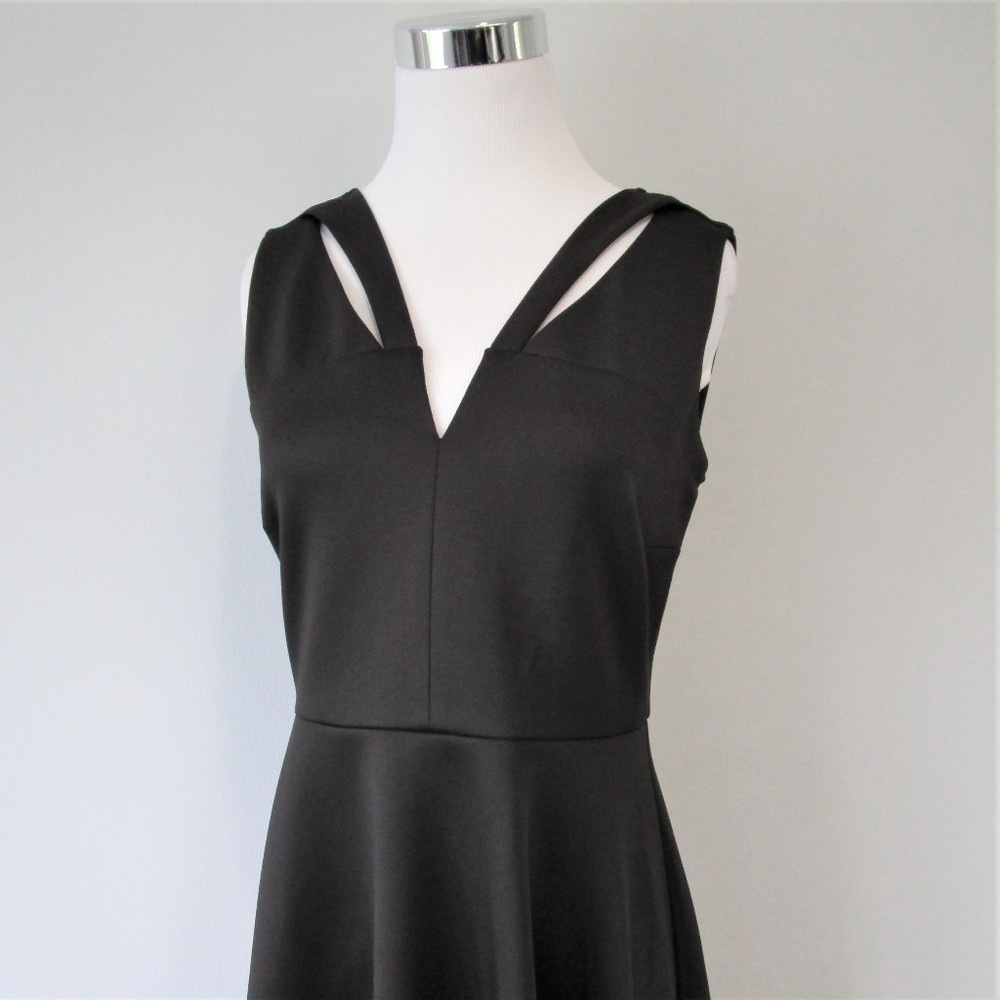 NORDSTROM Black Fit & Flare Cut Out Scuba Dress 2 - Picture 2 of 8
